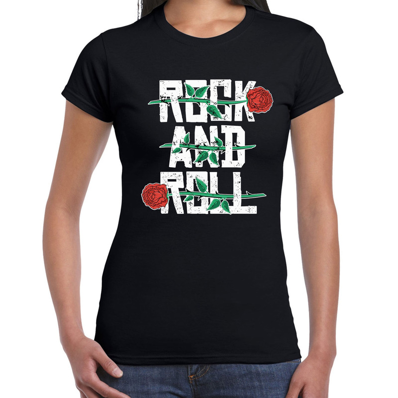 Rock and Roll t-shirt zwart voor dames Top Merken Winkel
